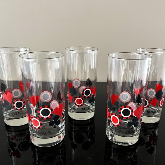Other - Vintage Poker  Drinking Glasses - Set of 5